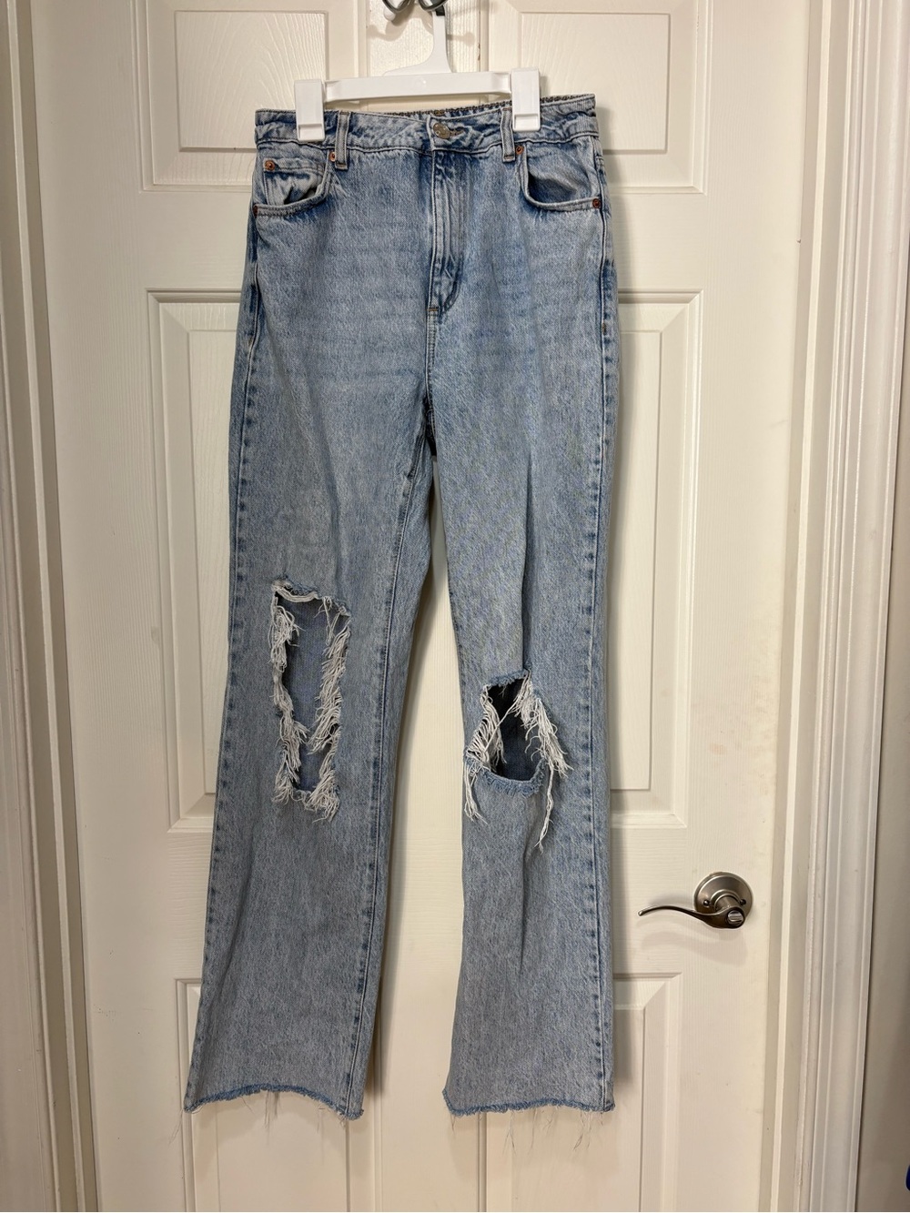 Garage Light Wash Distressed Wide-Leg Jeans